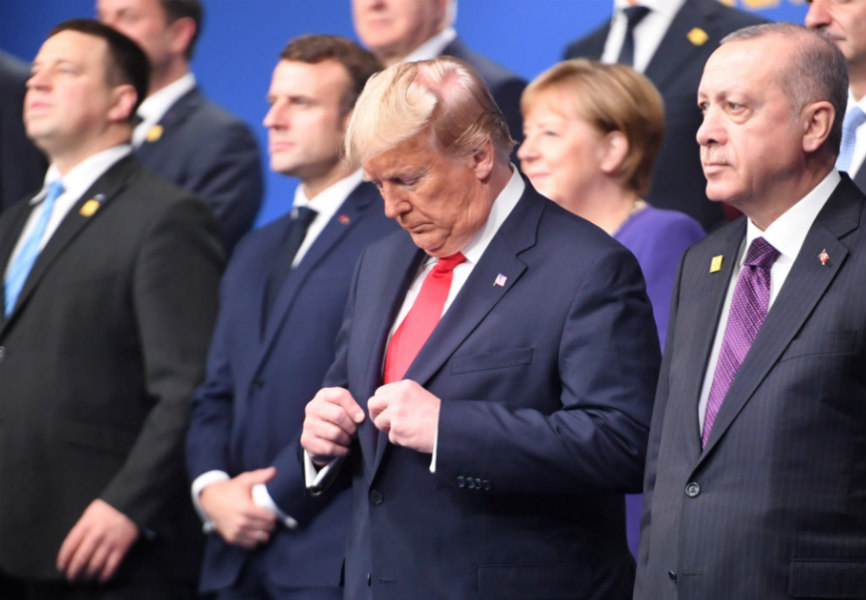 US President Donald Trump, Turkish President Recep Tayyip Erdogan, and other world leaders gathered in London for the 2019 NATO Summit. REUTERS. 