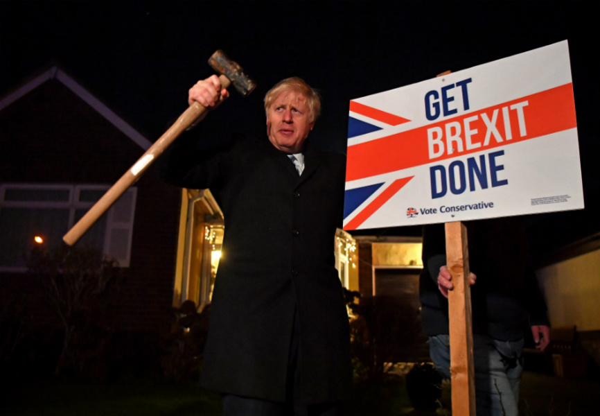 UK Prime Minister Boris Johnson campaigns in South Benfleet. REUTERS.