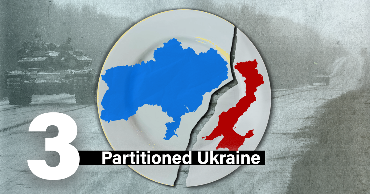 A plate split in half with Ukraine in red and blue on each side