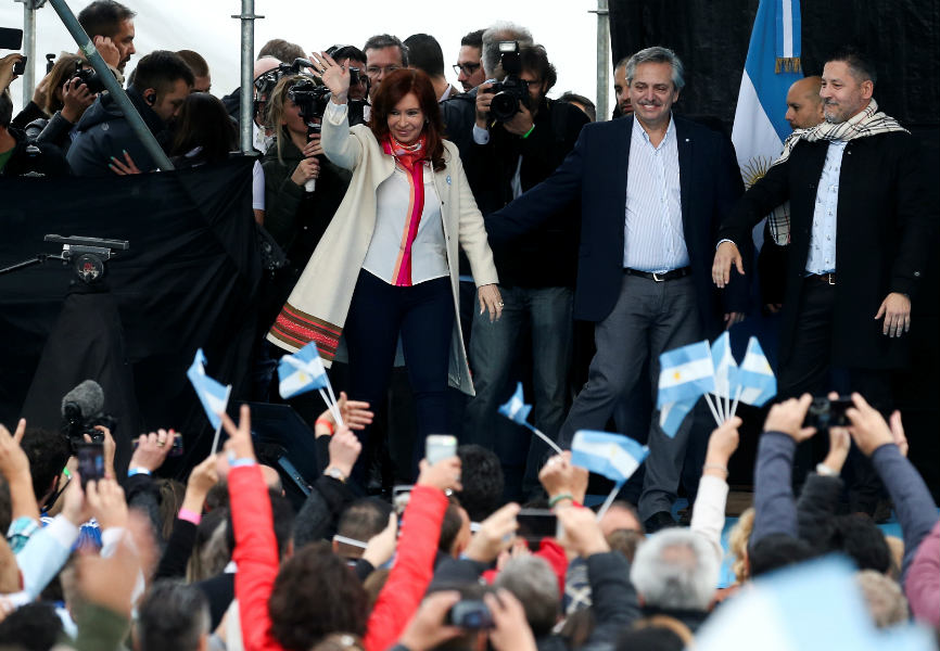 Argentina's President-elect Alberto Fernandez and former President and Vice President-elect Cristina Fernandez de Kirchner at a rally. REUTERS.