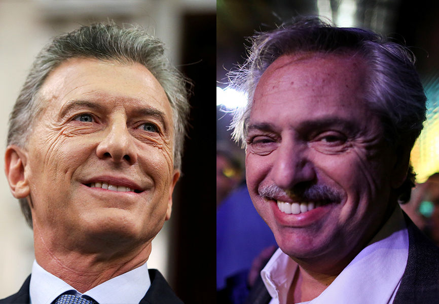 Argentine President Mauricio Macri and presidential candidate Alberto Fernandez. REUTERS.