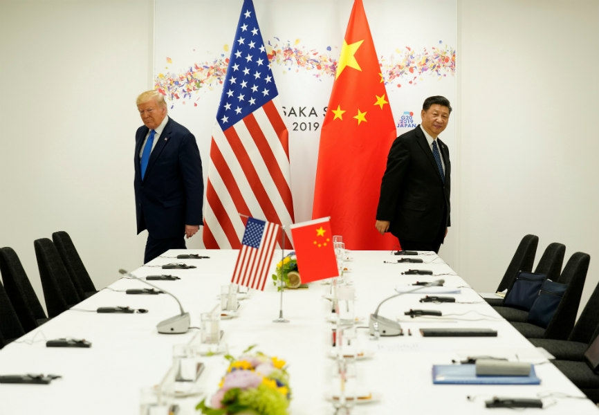 US President Donald Trump and Chinese President Xi Jinping at the 2019 G20 Osaka summit. REUTERS.