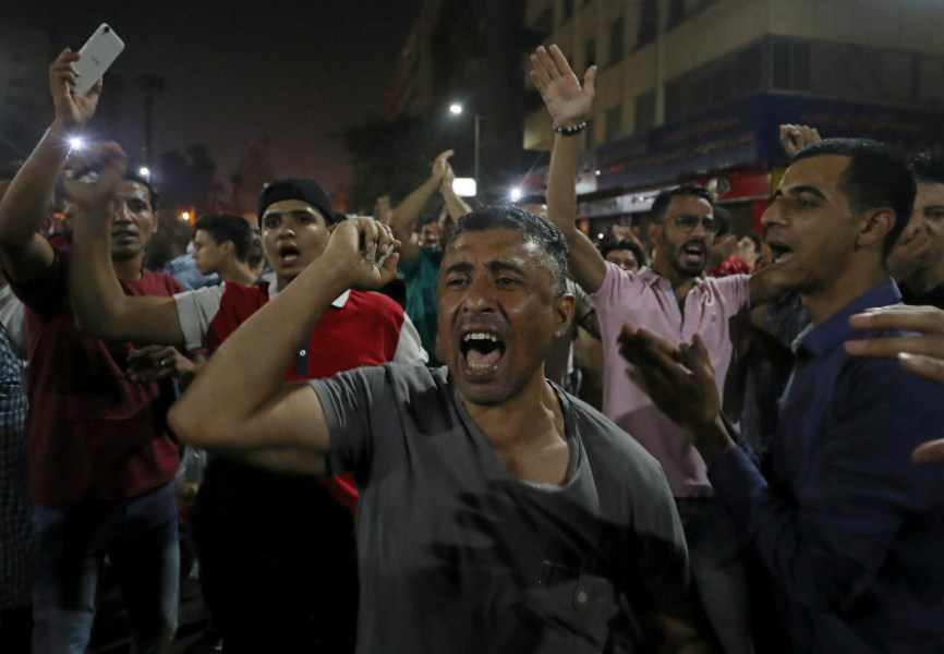 Egyptian anti-government protesters gathered in Cairo. REUTERS.