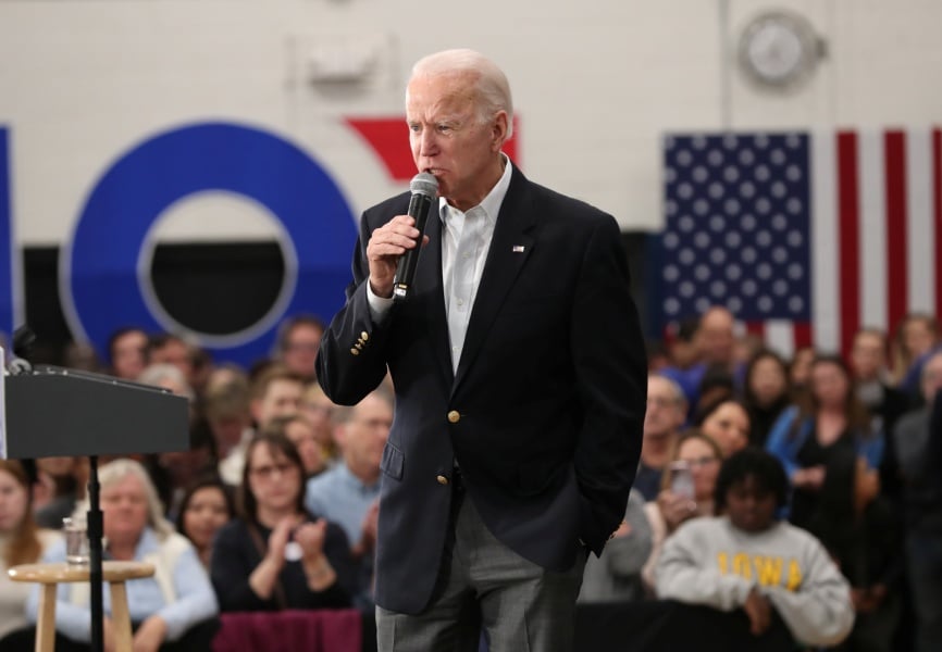 Democratic presidential candidate and former vice president Joe Biden campaigns in Iowa. REUTERS.