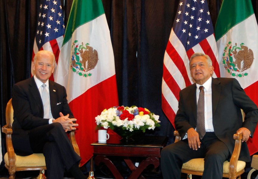 US President-elect Joe Biden and Mexican President Andres Manuel Lopez Obrador in 2012, when Biden was vice president and Lopez Obrador was a presidential candidate. REUTERS.