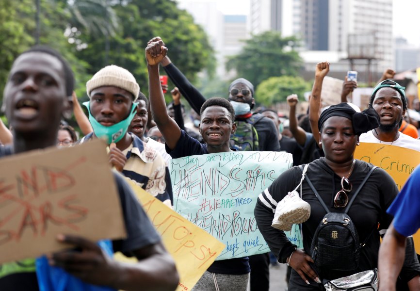 Nigerians protest against the Special Anti-Robbery Squad in Lagos. REUTERS.