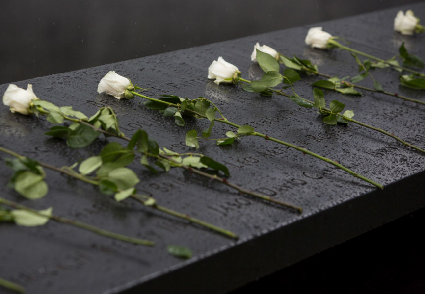 Roses at the September 11 Memorial and Museum in New York. REUTERS.