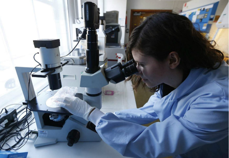 A graduate student at UCL’s School of Pharmacy in London. REUTERS.