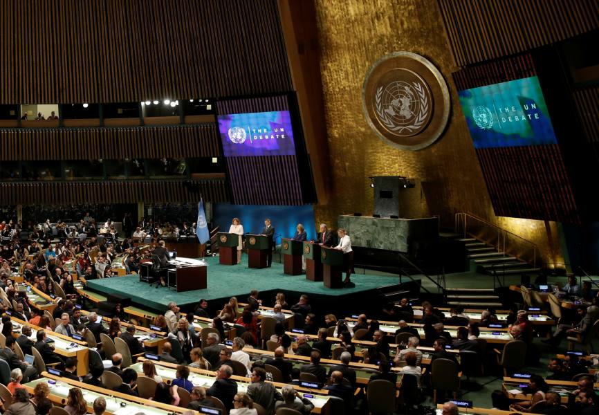 Candidates to be the next United Nations secretary-general debate in 2016 at the General Assembly at UN headquarters in New York. REUTERS.