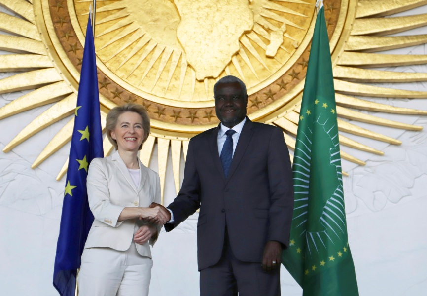 European Commission President Ursula von der Leyen and African Union Commission Chairperson Moussa Faki Mahamat. REUTERS.